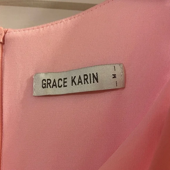 GRACE KARIN Women's Sleeveless Wrap V-Neck A-line Pink Dress - Picture 4 of 5